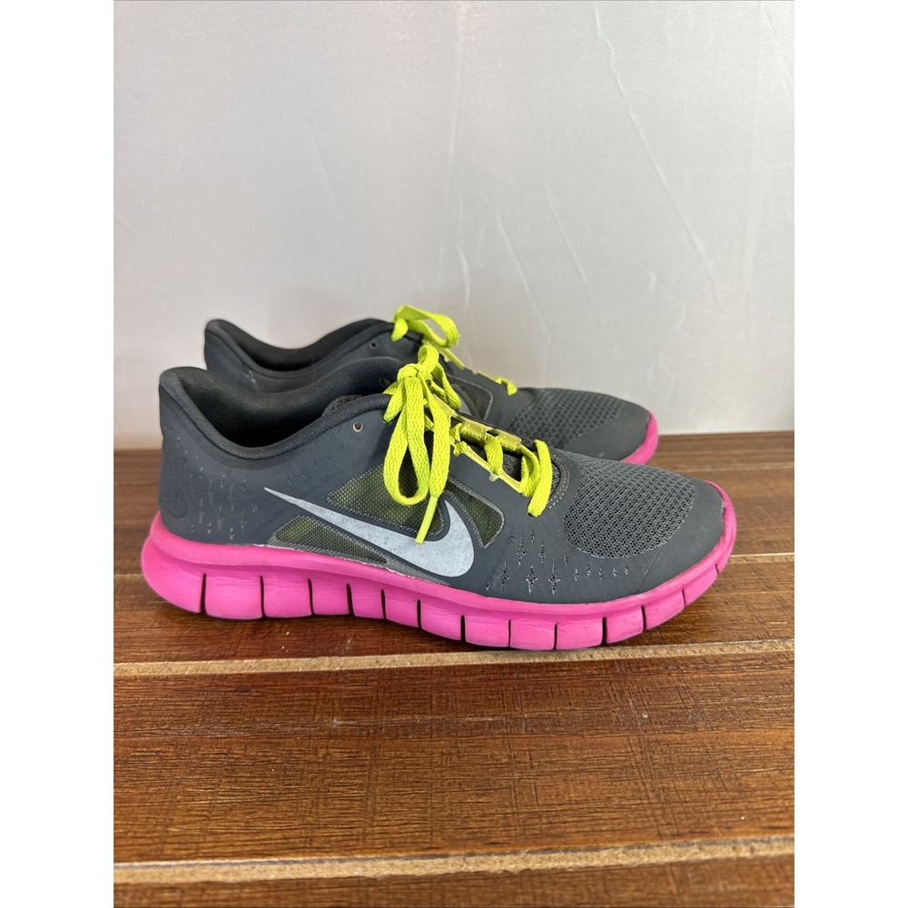 Nike Free Run 3 Girls 5.5Y Gray Pink Running Shoes Sneakers 512098-036